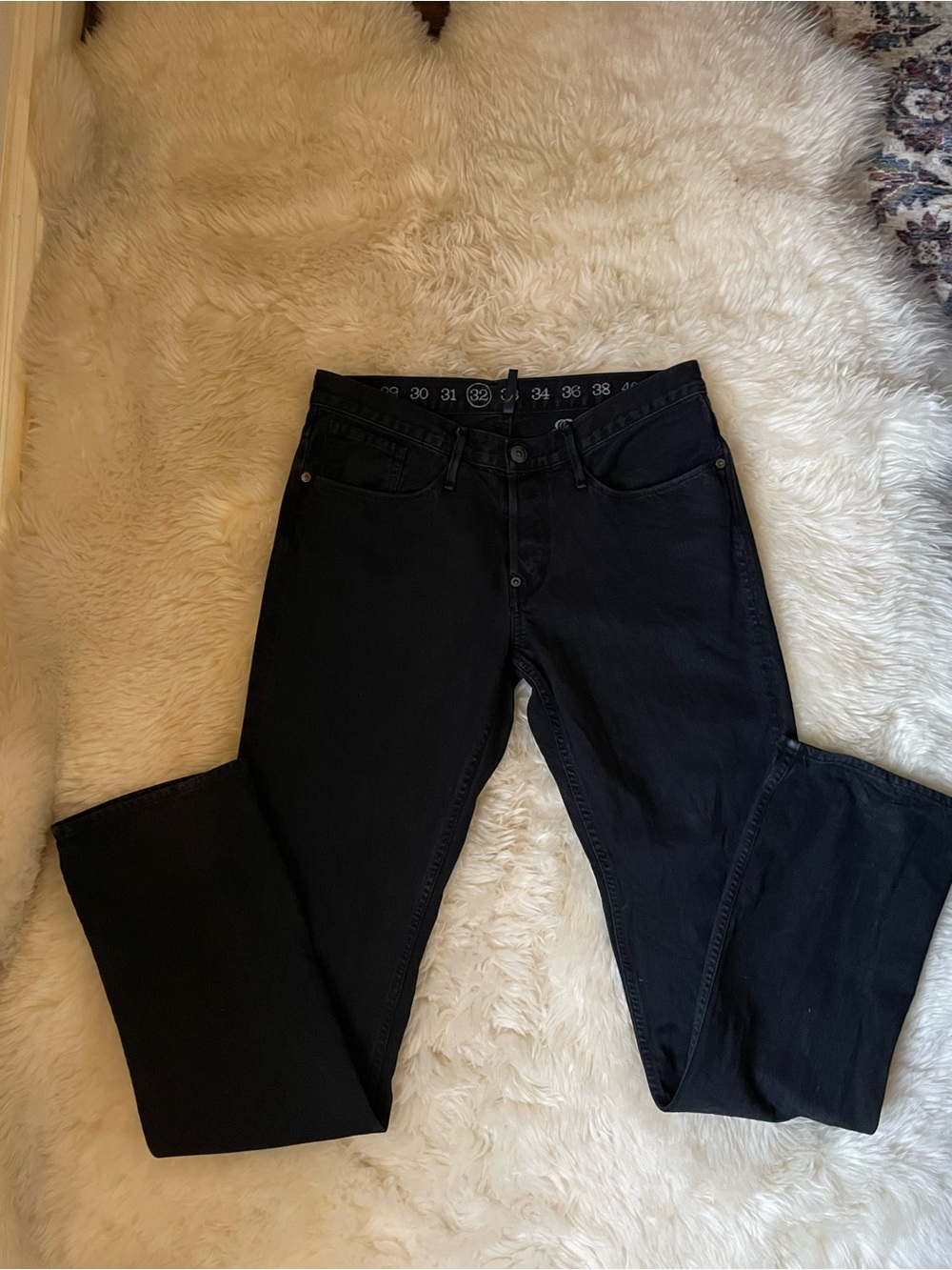 Vintage | rare Earnest Sewn Fulton low rise black slim straight men’s jeans
